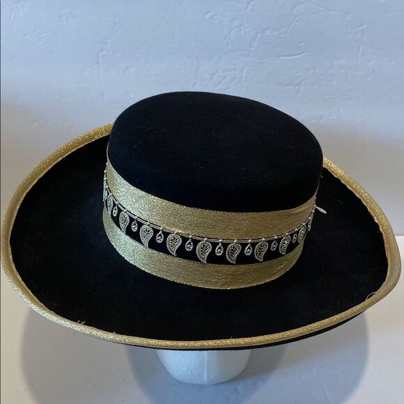 Elegant Black and Gold Women's Hat - Picture 2 of 6